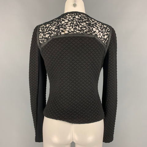 REBECCA TAYLOR Size 6 Black Acrylic Blend Mixed Fabrics Jacket