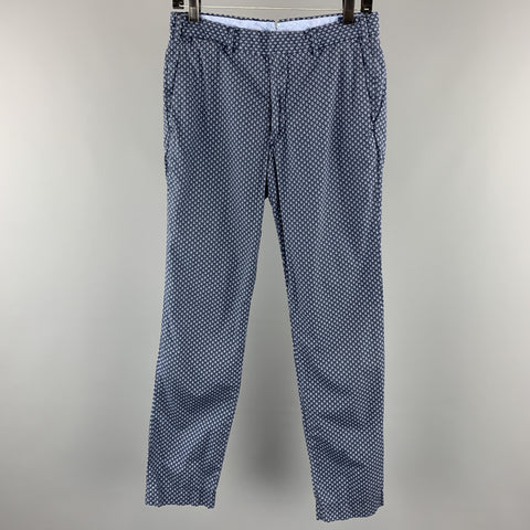 RALPH LAUREN Talla 28 Pantalones casuales con cremallera y algodón con estampado de anclas azul marino