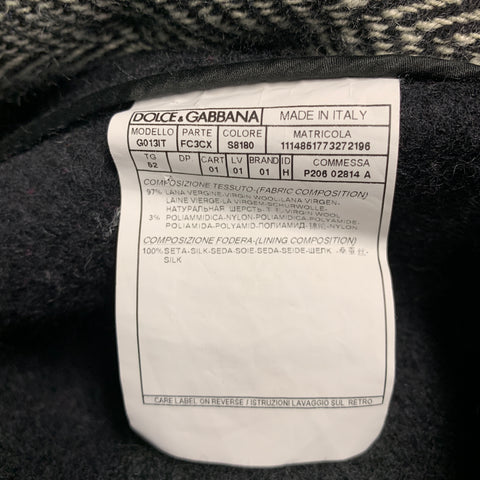 DOLCE & GABBANA Size 42 Black White Herringbone Wool Blend Coat