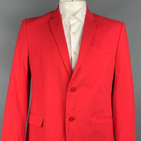 VERSACE COLLECTION Size 44 Red Cotton Notch Lapel Sport Coat