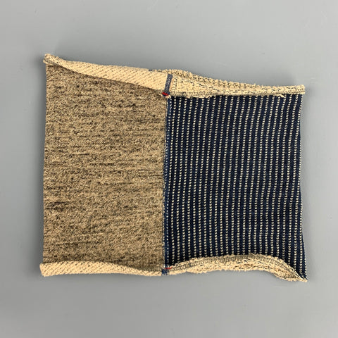KAPITAL One Size Olive & Brown Patchwork Cotton Neck Warmer Scarf