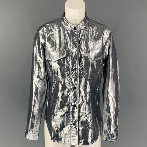 Top de vestir de algodón/poliéster metalizado plateado talla 4 ALC