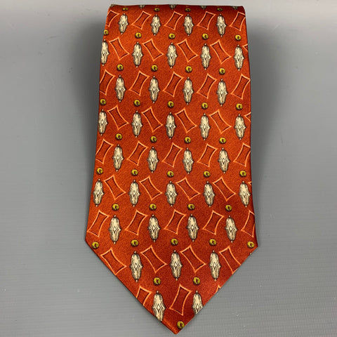 VALENTINO Copper & Cream Satin Silk Tie