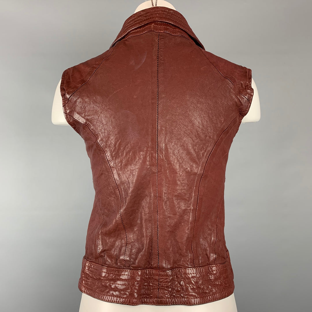 IMPROVD Size S Burgundy Leather Zip Up Vest