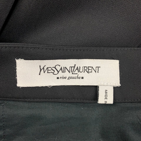 YVES SAINT LAURENT Size 6 Black Virgin Wool Pleated Dress Pants