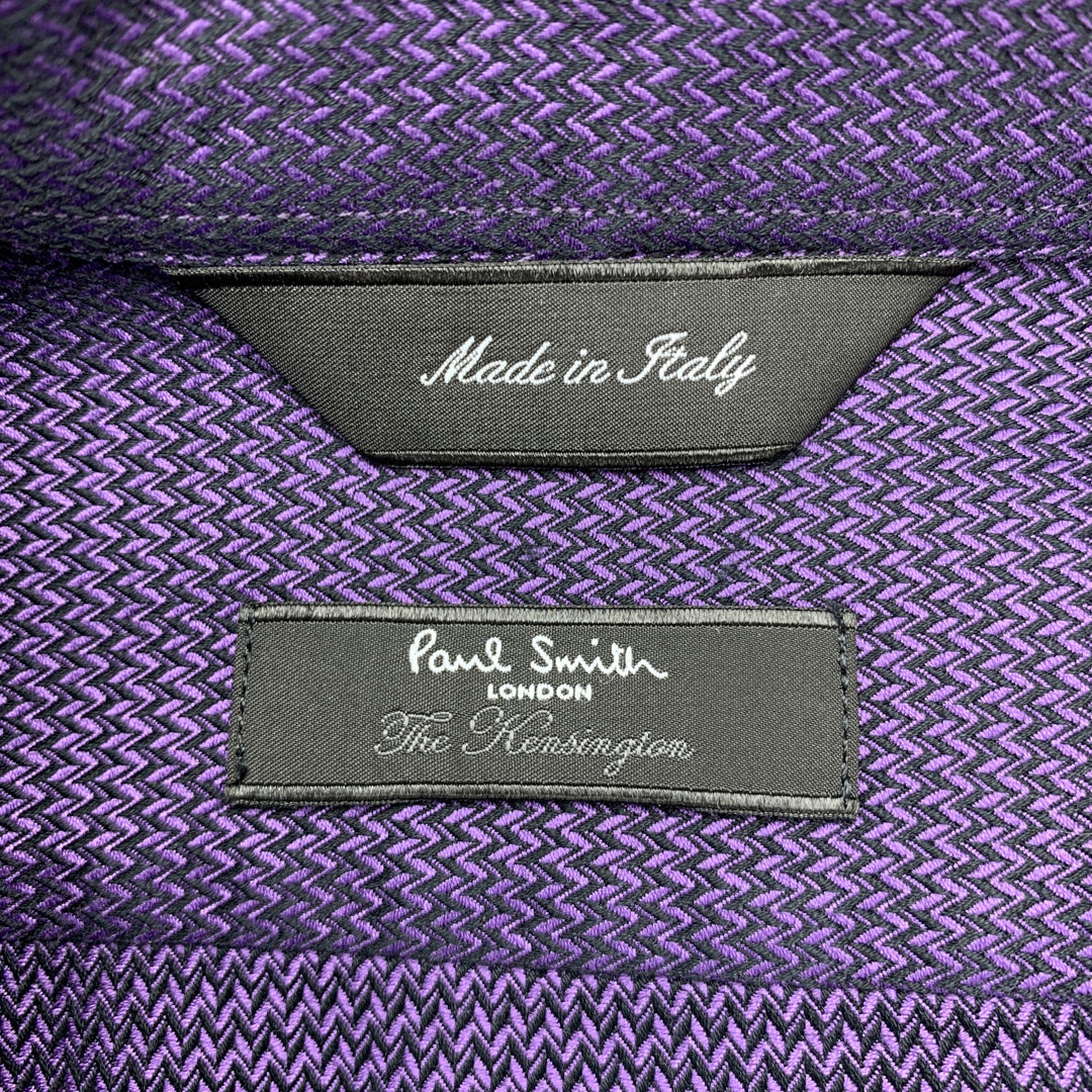 PAUL SMITH Size M Purple & Black Chevron Cotton Button Up Long Sleeve Shirt