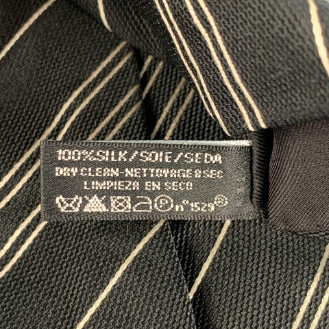 RALPH LAUREN Black Label Black White Diagonal Stripe Silk Neck Tie