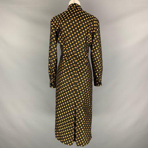 MIU MIU Size 2 Black Gold Polyester Silk Polka Dot Zip Up Coat