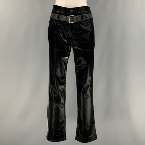 RtA Size S Black Solid Polyurethane Jean Cut Casual Pants