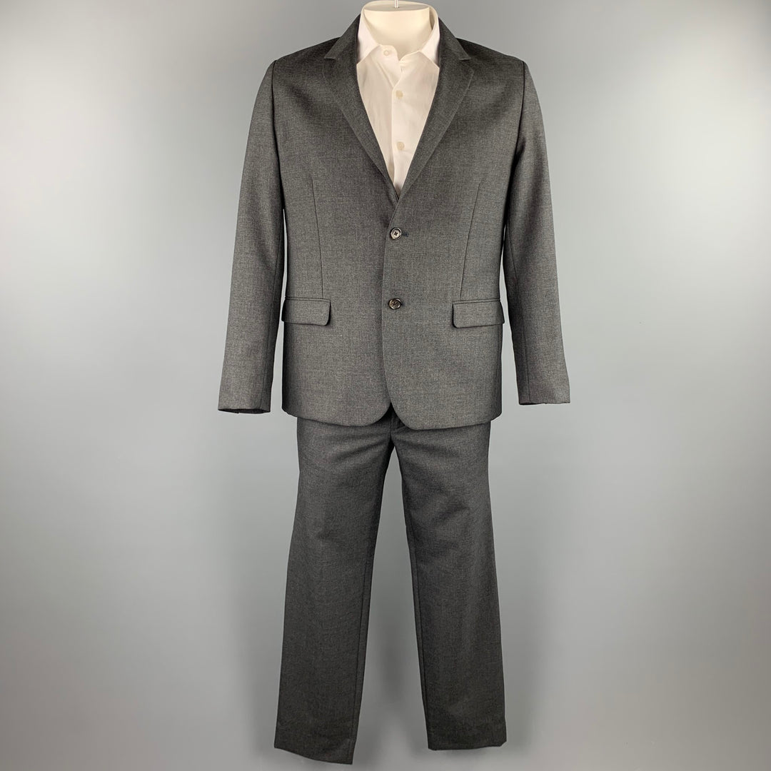 STEVEN ALAN Size 44 Charcoal Wool Notch Lapel Suit