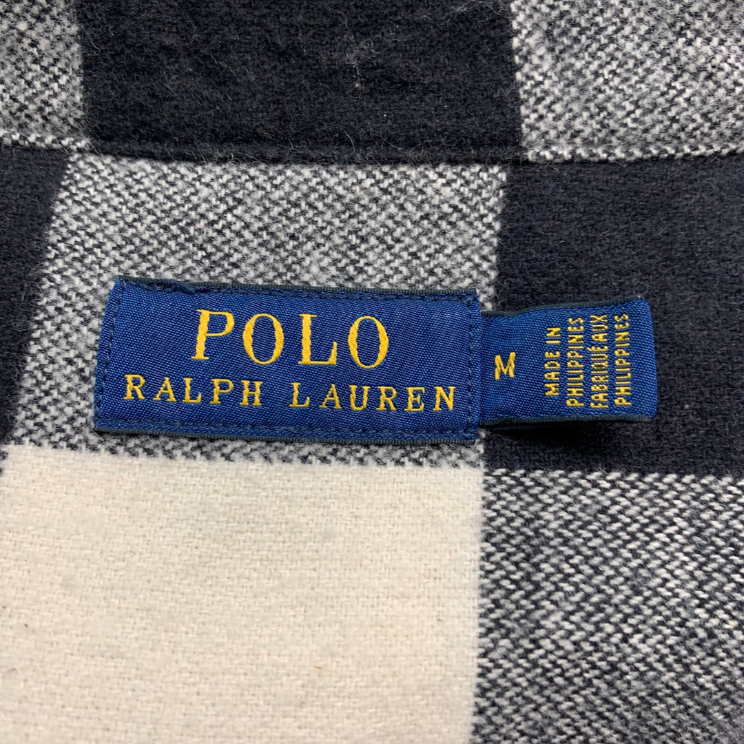 POLO by RALPH LAUREN Size M Black White Cotton Checkered Patch Pockets Shirt