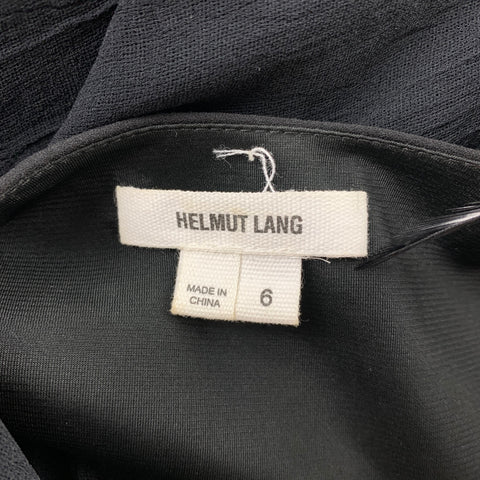 HELMUT LANG Size 6 Black Feather Polyester Draped Shoulder Dress