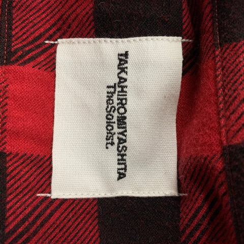 TAKAHIROMOIYASHITA The Soloist Size M Red Black Checkered Cotton Wrap Long Sleeve Shirt