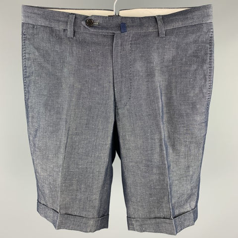THE SUIT COMPANY Size 30 Indigo Linen / Cotton Zip Fly Shorts