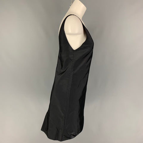 PRADA Size 4 Black Silk Sleeveless Cocktail Dress