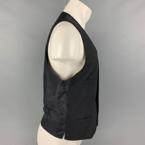 GIORGIO ARMANI Size 42 Charcoal Pinstripe Wool Buttoned Vest