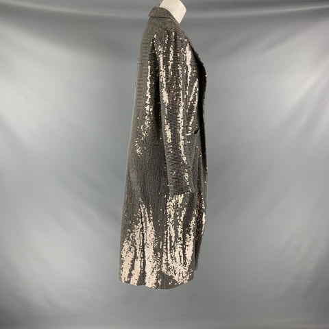 ALICE + OLIVIA Taille S Manteau ouvert à paillettes en viscose argentée