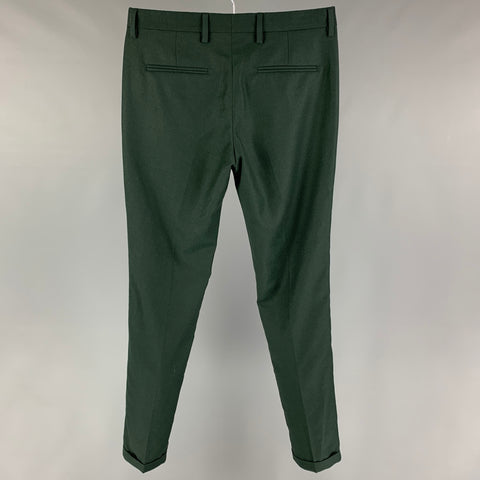 THE KOOPLES Size 28 Green Wool Zip Fly Dress Pants
