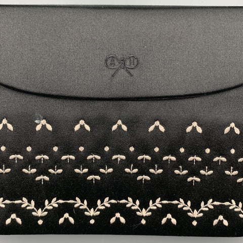 ANYA HINDMARCH Black Embroidered Satin Evening Mini Handbag
