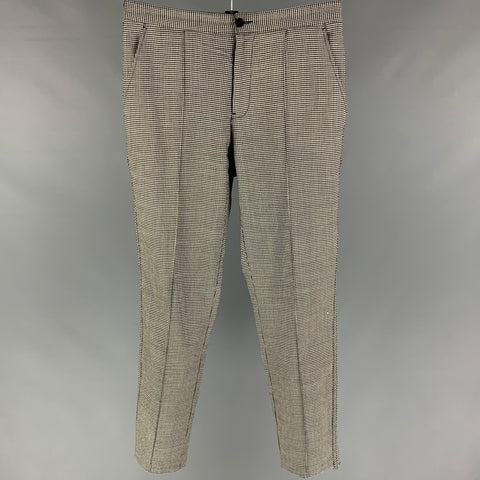 OVADIA & SONS Size 32 Black White Houndstooth Wool Dress Pants