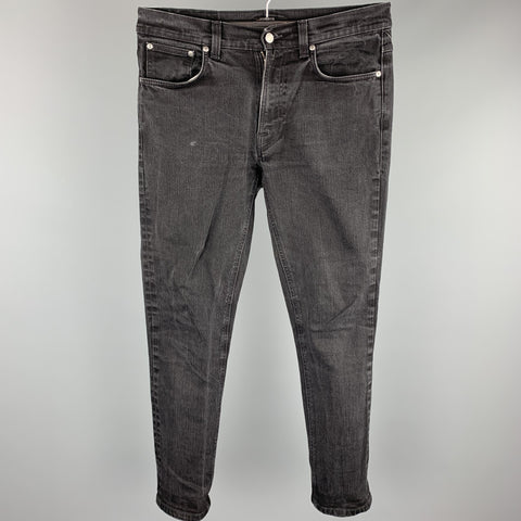 NUDIE JEANS Size 34 Black Washed Cotton Zip Fly Jeans