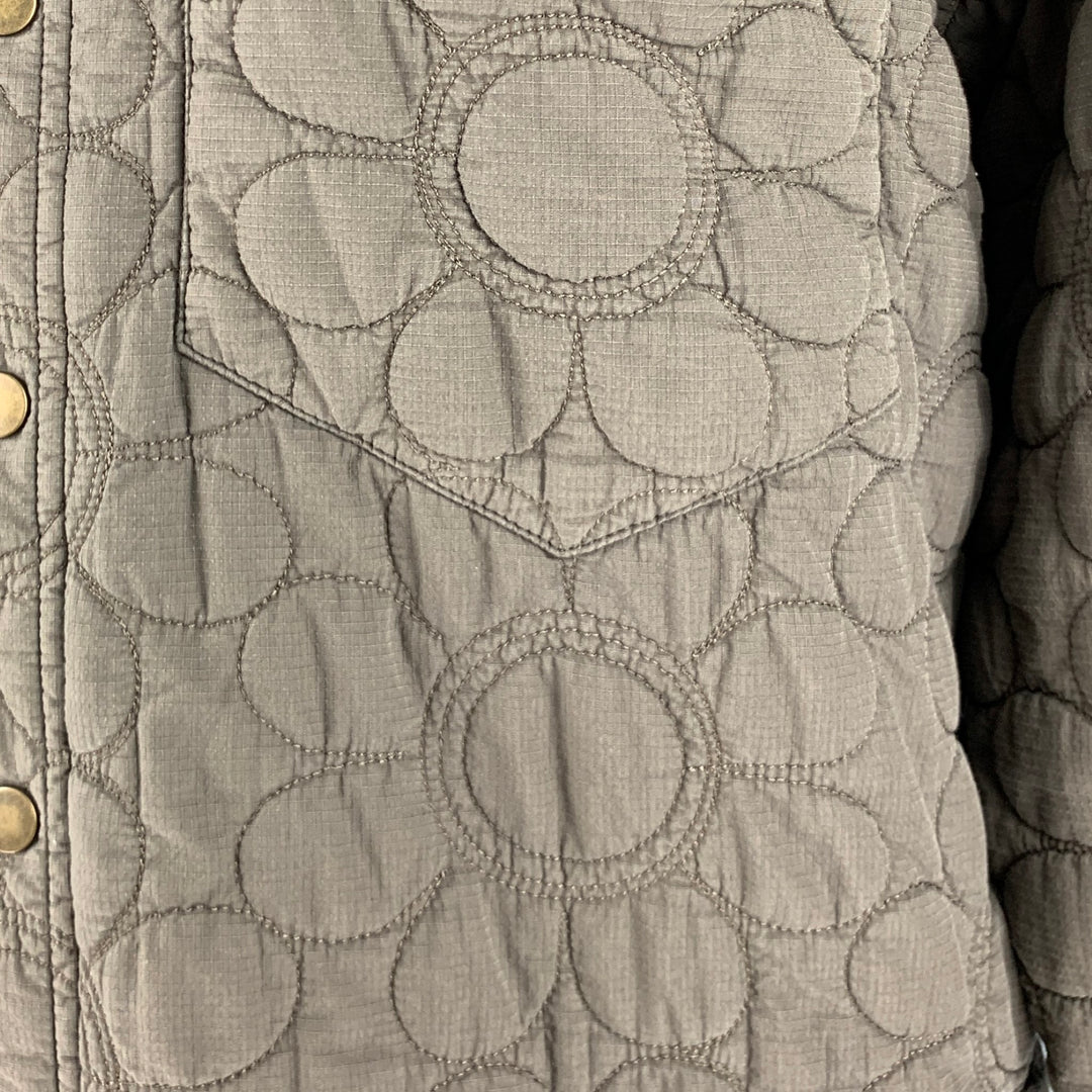 ACNE STUDIOS Size 46 Green Olive Quilted Cotton Snaps Coat