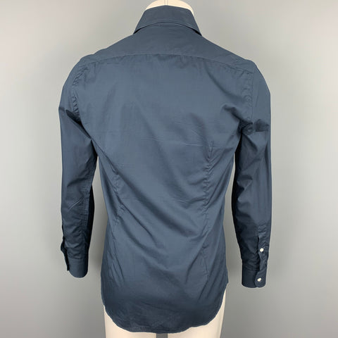 BRANCACCIO Size S Navy Cotton Button Up Long Sleeve Shirt