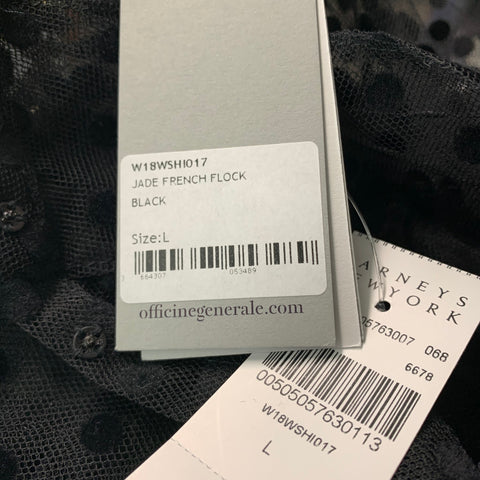 OFFICINE GENERALE Talla L Blusa negra con cuello alto y lunares en mezcla de poliamida