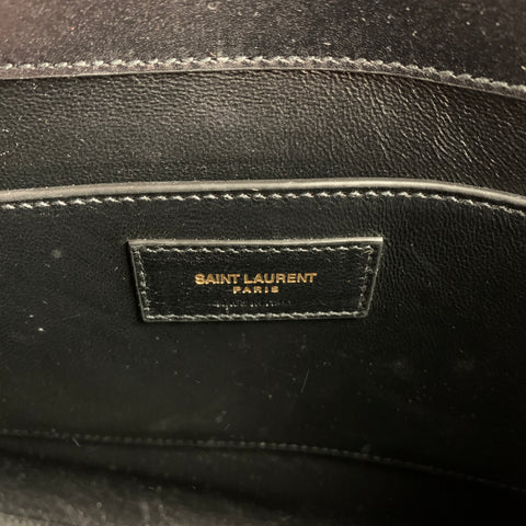 SAINT LAURENT Black Leather Shoulder Box Manhattan Handbag