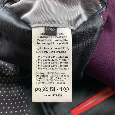 PS by PAUL SMITH Size 42 Purple Wool / Mohair Notch Lapel Suit