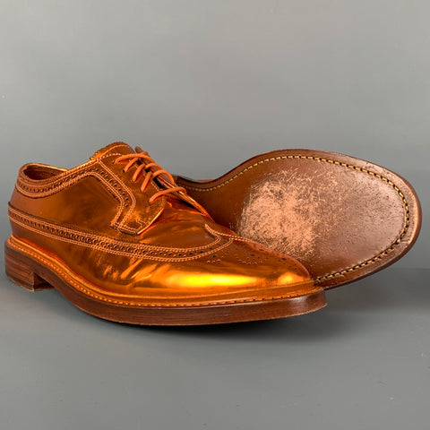 FLORSHEIM for DUCKIE BROWN Size 11 Copper Metallic Leather Wingtip Lace Up Shoes