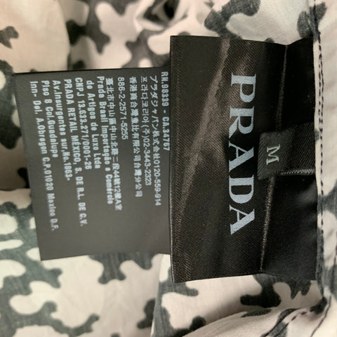 PRADA Size M Grey Black Marble Cotton Short Sleeve Shirt