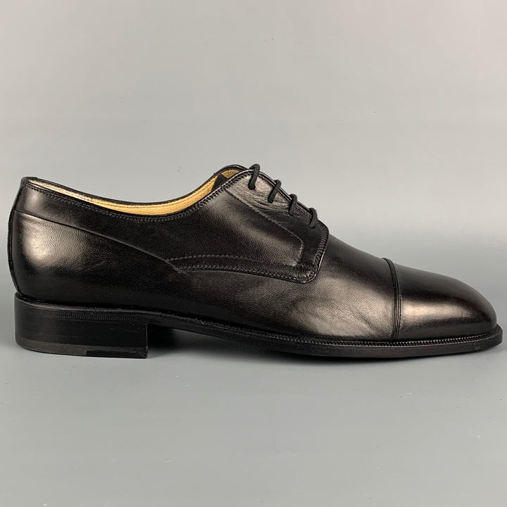 BALLY Size 9 Black Leather Cap Toe Lace Up Rogers Shoes