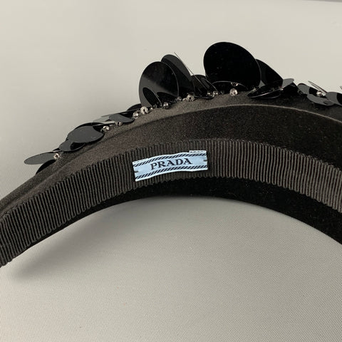 PRADA Bandeau à paillettes en soie noire