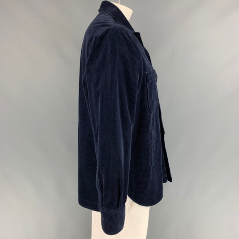TINTORIA MATTEI Size XL Navy Corduroy Cotton Shirt Jacket