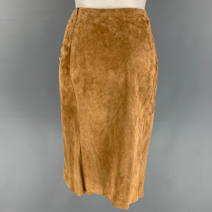 RALPH LAUREN Collection Size 6 Tan Suede  Pencil Below Knee Skirt