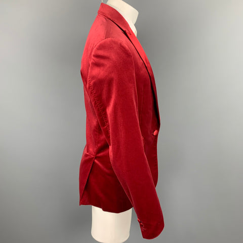 DSQUARED2 Size 40 Burgundy Velvet Peak Lapel Sport Coat