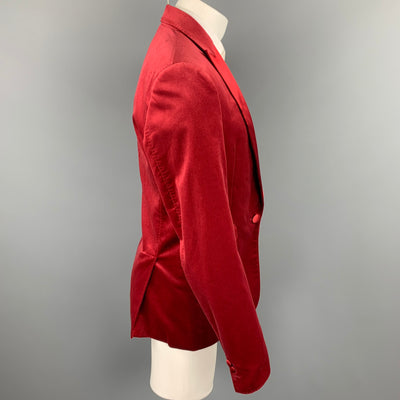 DSQUARED2 Size 40 Burgundy Velvet Peak Lapel Sport Coat