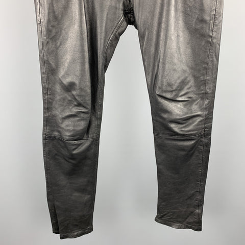 ALLSAINTS SPITALFIELDS Size 30 Black Leather Biker Jean Cut Pants
