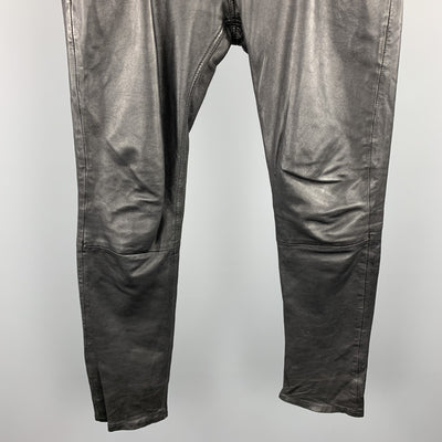 ALLSAINTS SPITALFIELDS Size 30 Black Leather Biker Jean Cut Pants