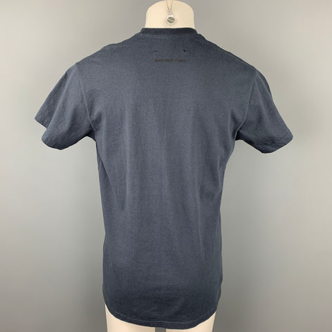 SONG FOR THE MUTE Size L Navy Graphic Cotton Crew-Neck T-shirt