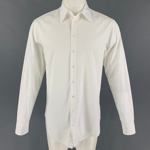 GIORGIO ARMANI Size M White Cotton Button Up Long Sleeve Shirt