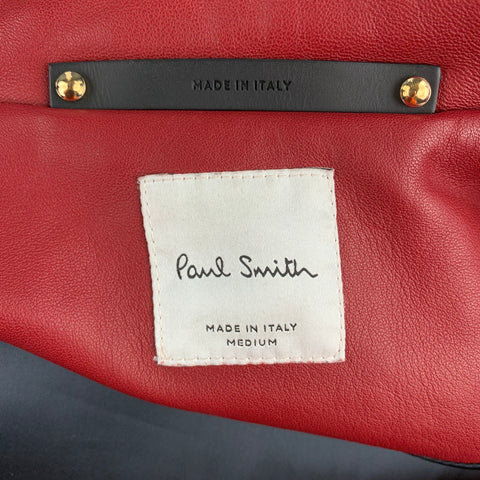 PAUL SMITH Size M Red Leather Trucker Jacket