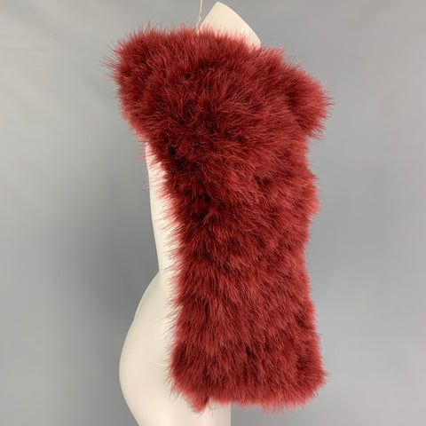 GIORGIO ARMANI Burgundy Textured Feathers Scarf