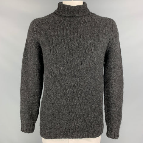 HOWLIN Size L Charcoal Knitted Alpaca Blend Turtleneck Sweater