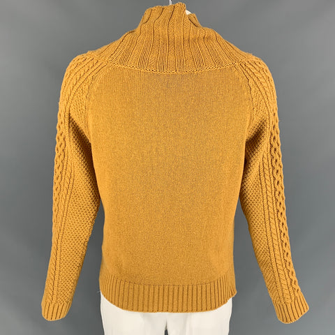 BURBERRY PRORSUM by Christopher Bailey Spring 2012 Size L Yellow Merino Wool / Cotton Turtleneck Sweater