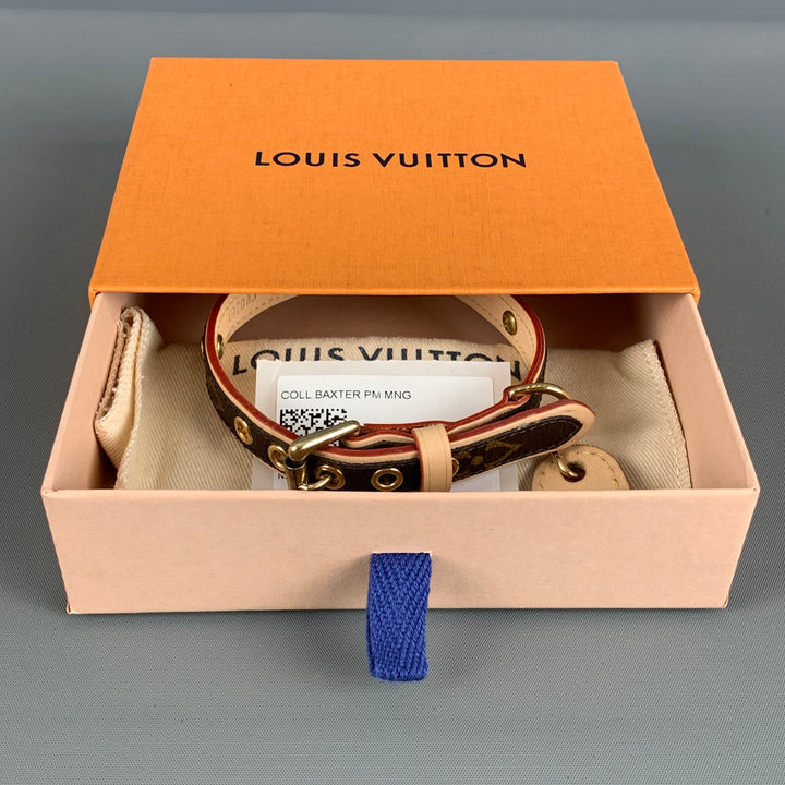 LOUIS VUITTON Dog Collar Brown Beige Monogram Coated Leather Goods