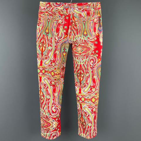 POLO by RALPH LAUREN Size 34 Multi-Color Paisley Cotton Zip Fly Casual Pants