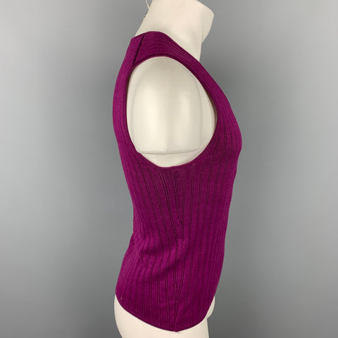 J. LINDEBERG Size S Magenta Knitted Cotton Sweater Vest
