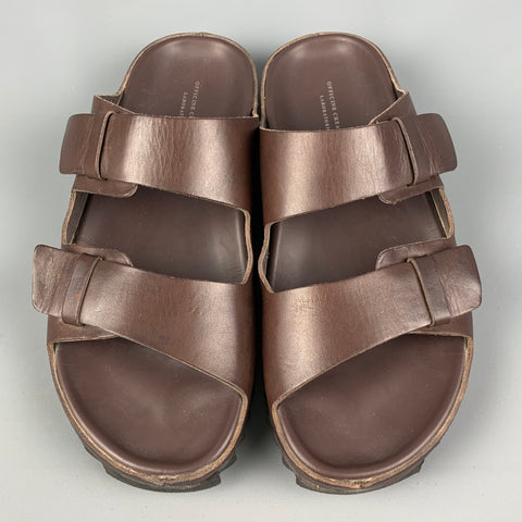 OFFICINE CREATIVE Sandales à glissière en cuir marron taille 9